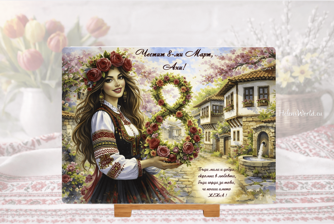 Стъклена дъска за рязане , 8ми март,Цветница - 74