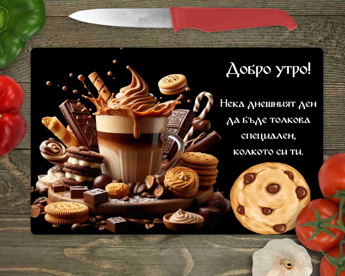 Стъклена дъска за рязане Кафе 2