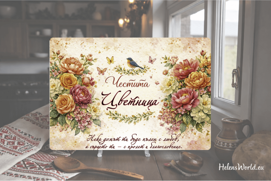 Стъклена дъска за рязане , 8ми март,Цветница - 80