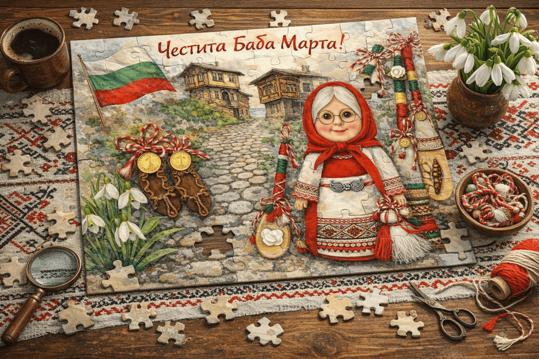 Картонен пъзел Баба Марта