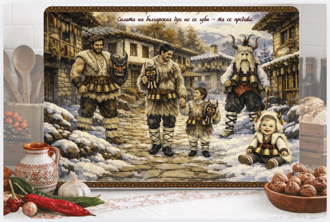 Стъклена персонализирана дъска  Кукери 3