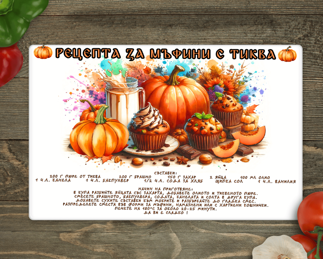 Стъклена дъска за рязане, Рецепта за мъфини с тиква