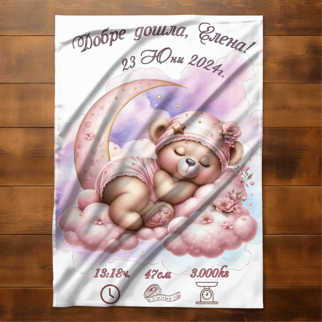 Бебешко одеяло Бебе момиче Мече 4