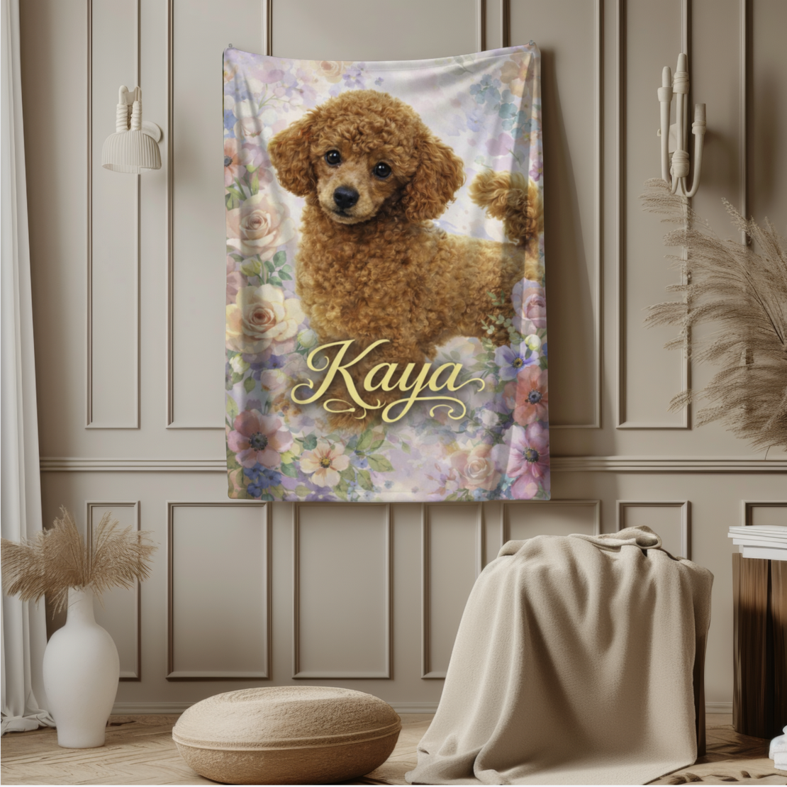 Персонализирано плюшено одеяло с куче и име 1