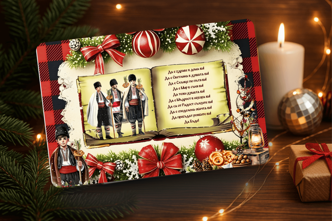 Стъклена дъска за рязане Коледари 147