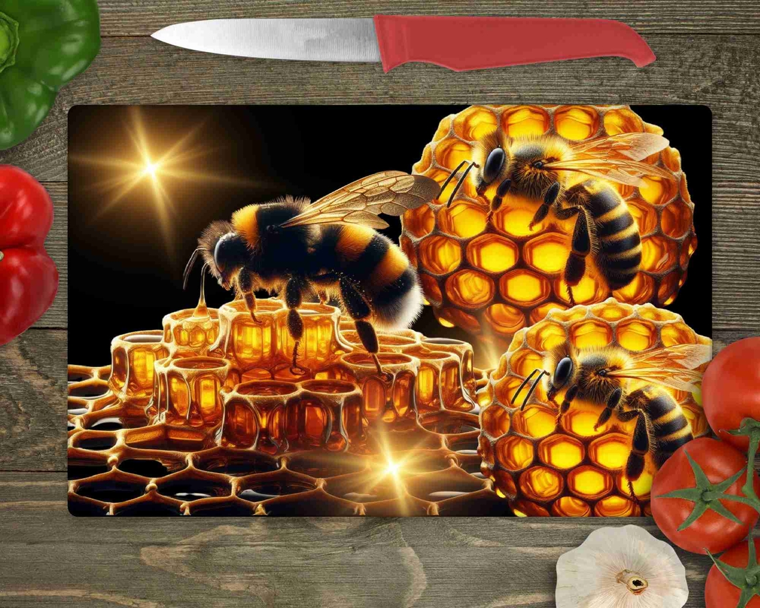 Стъклена дъска за рязане Пчели 4