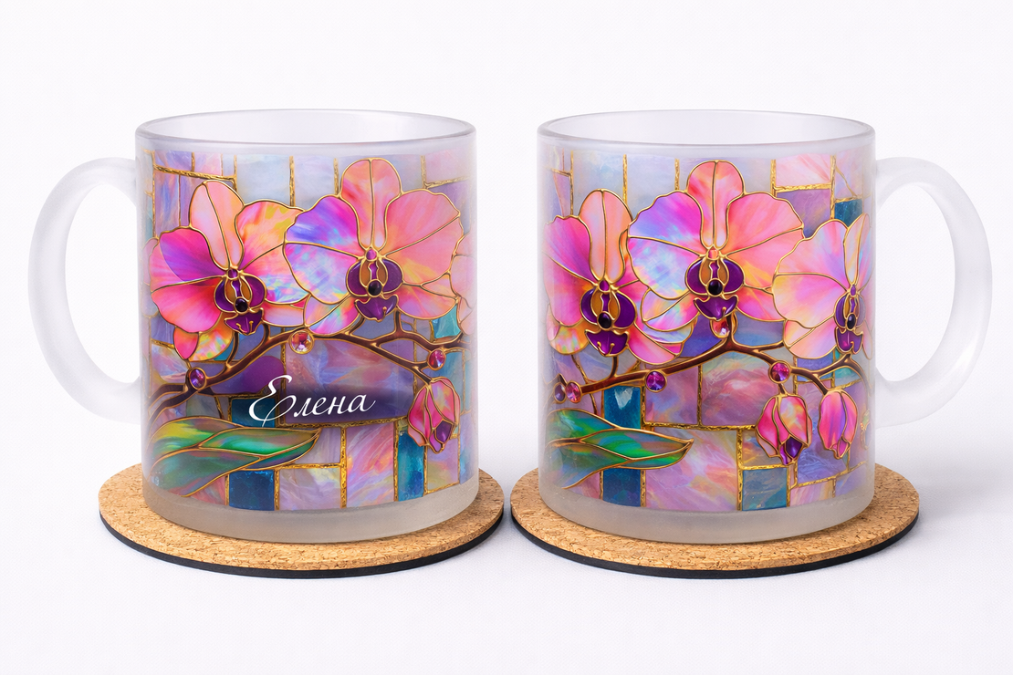 Персонализирани стъклена чаши мат за 8-ми март 1