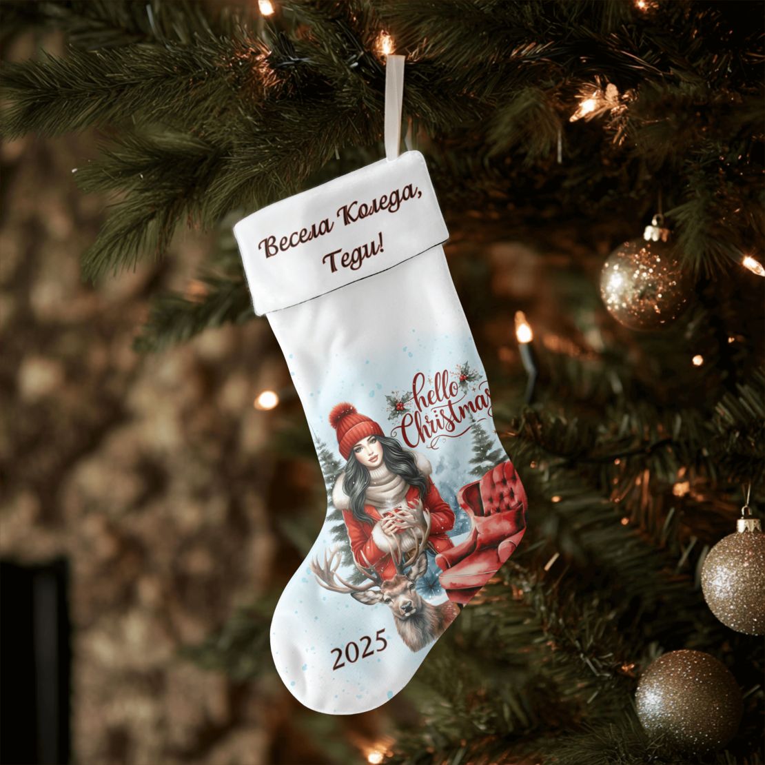 Коледен персонализиран чорап Коледна магия 6