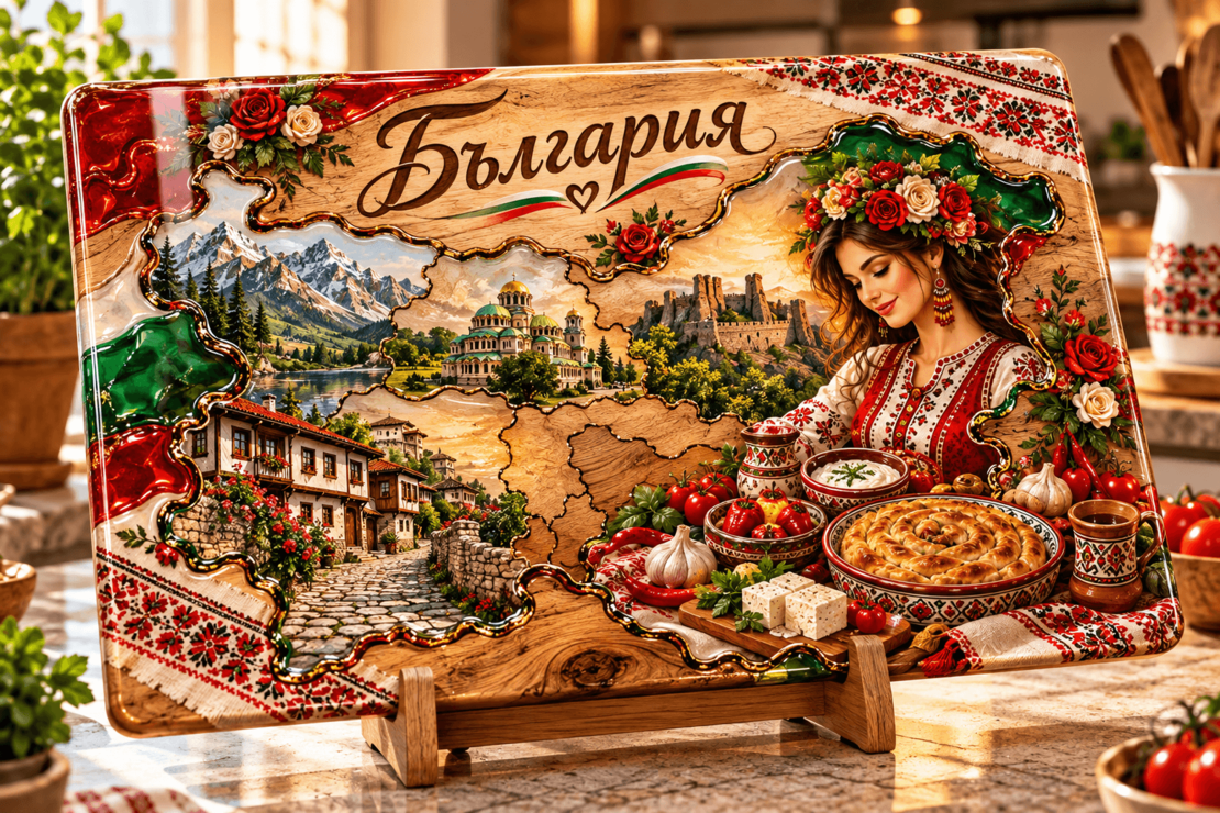 Стъклена дъска „България – традиция и красота“ 30×20 см