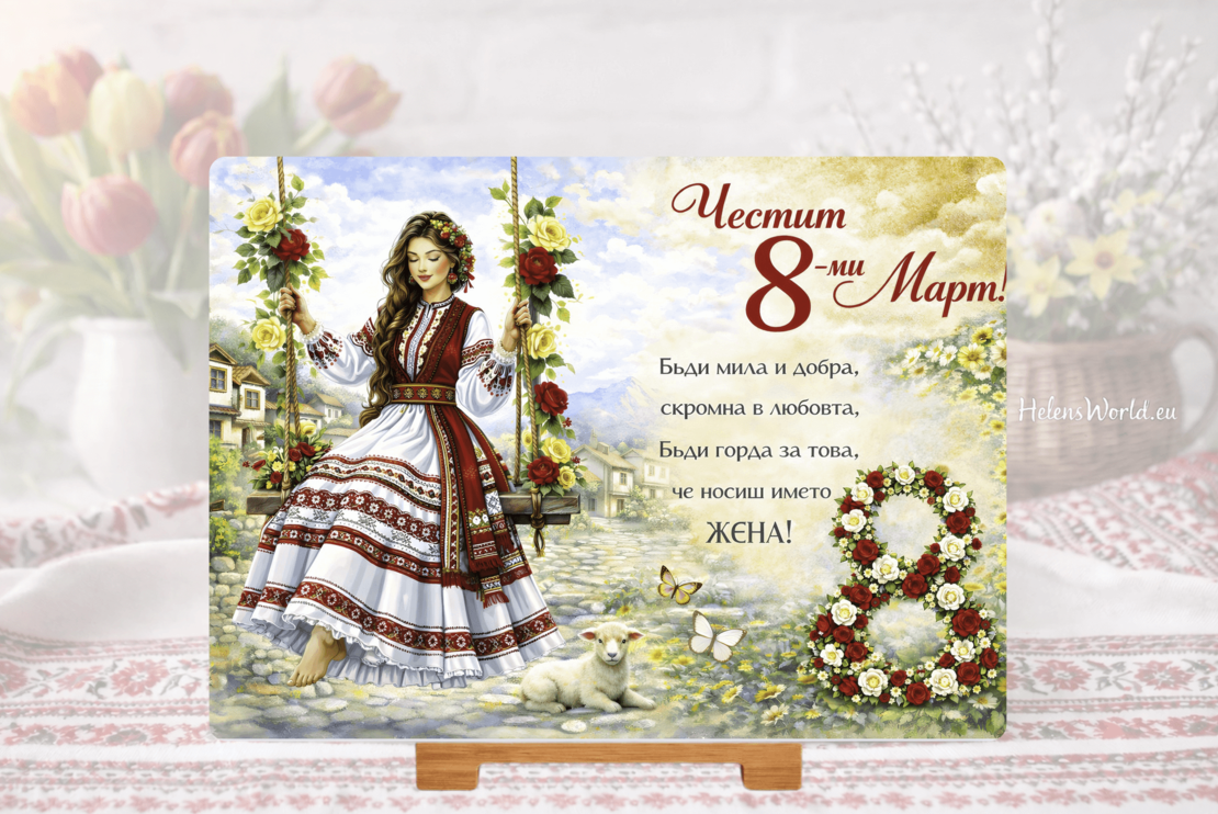 Стъклена дъска за рязане , 8ми март,Цветница - 79