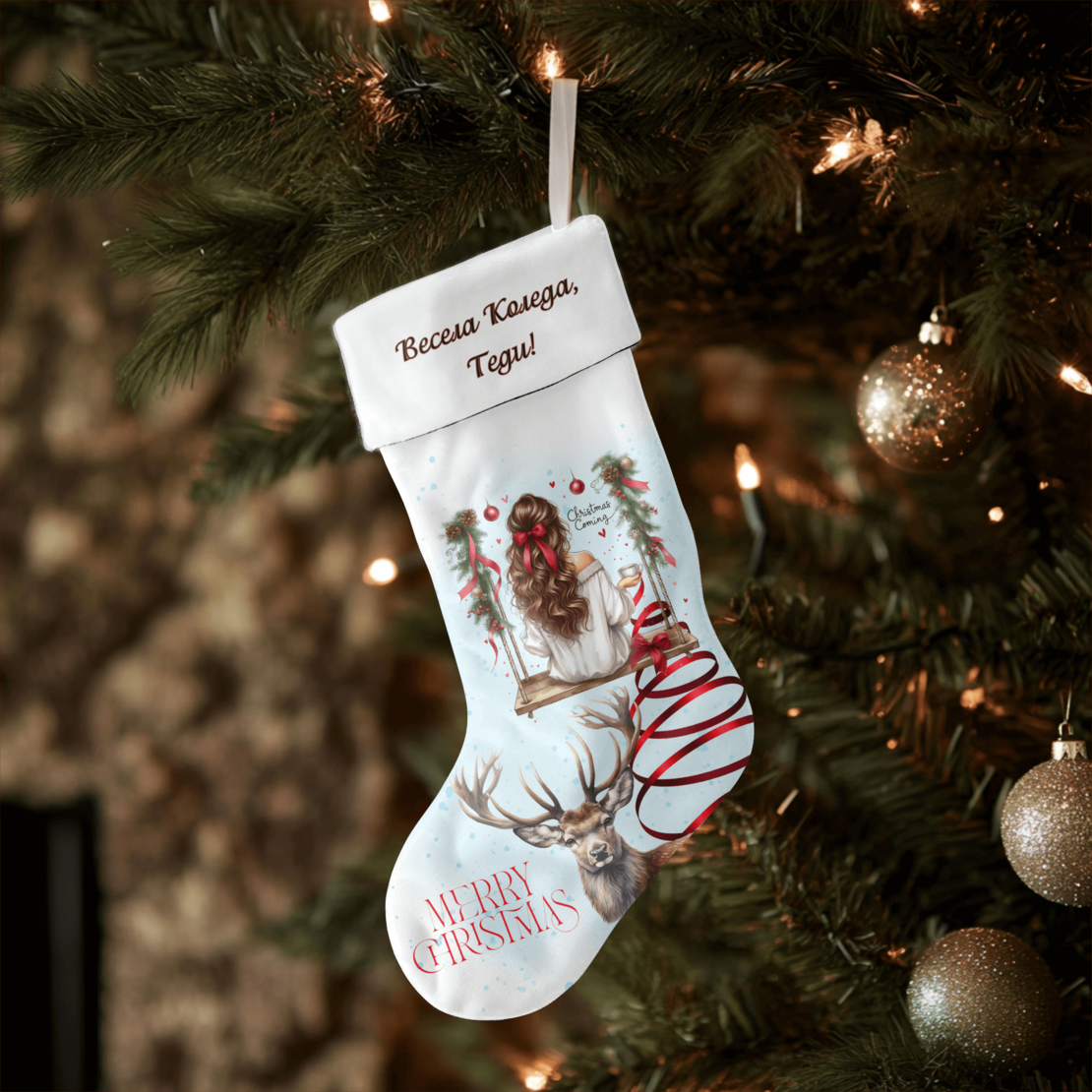 Коледен персонализиран чорап Коледна магия 5