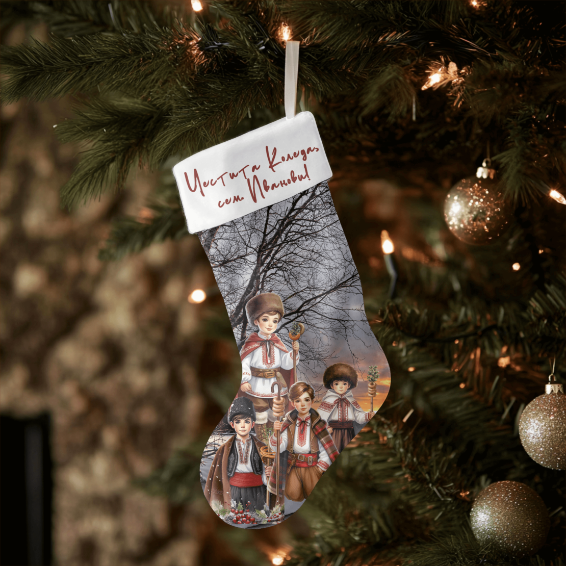 Коледен персонализиран чорап Коледари 2