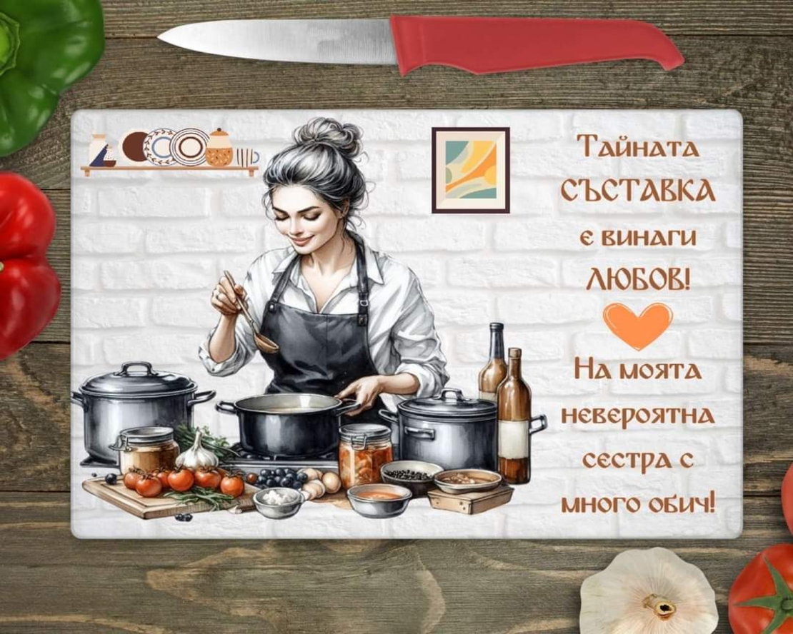 Стъклена дъска за рязане Тайната съставка е любов 18
