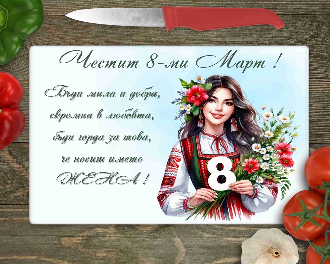 Стъклена дъска за рязане , 8ми март - 18