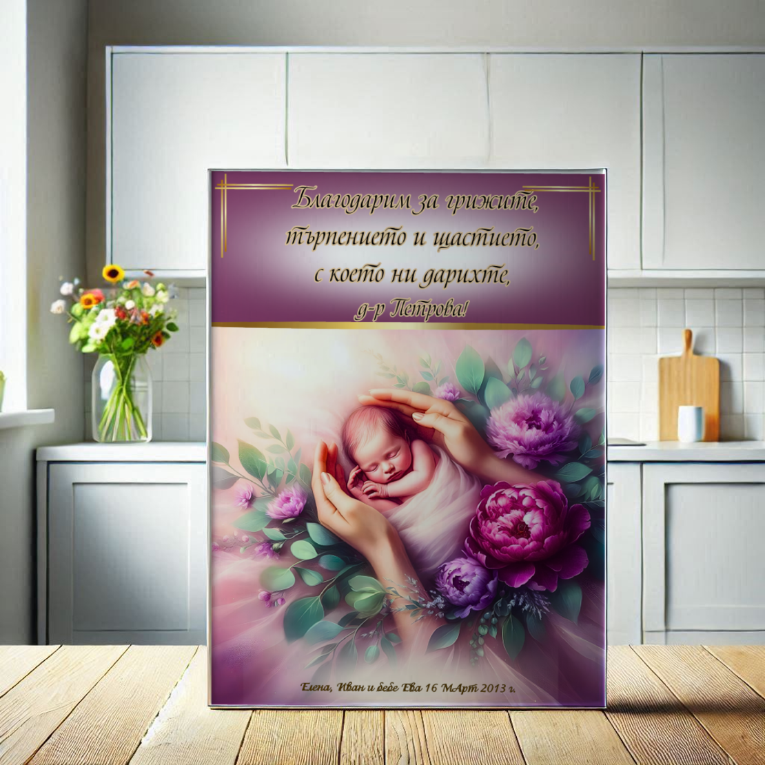 Стъклена дъска за рязане Лекар 2