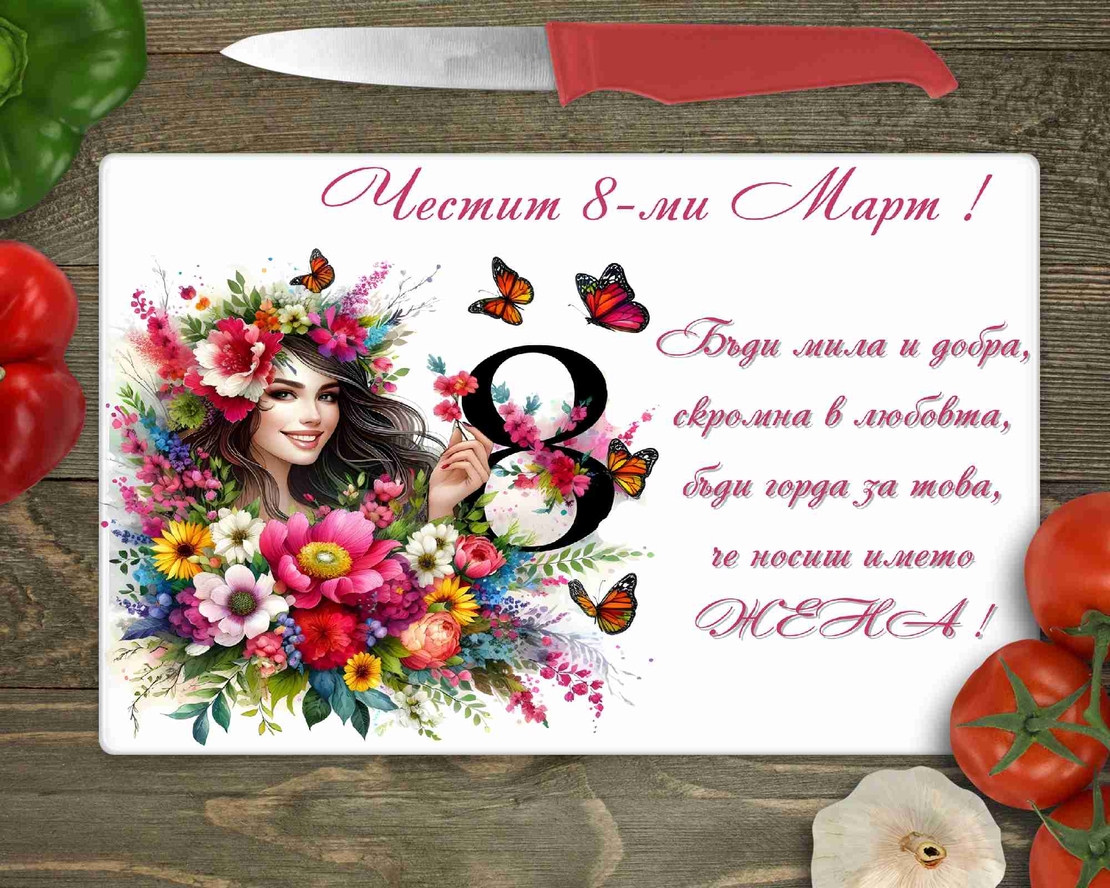 Стъклена дъска за рязане , 8ми март - 22