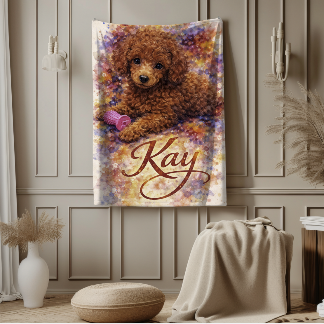 Персонализирано плюшено одеяло с куче и име 3