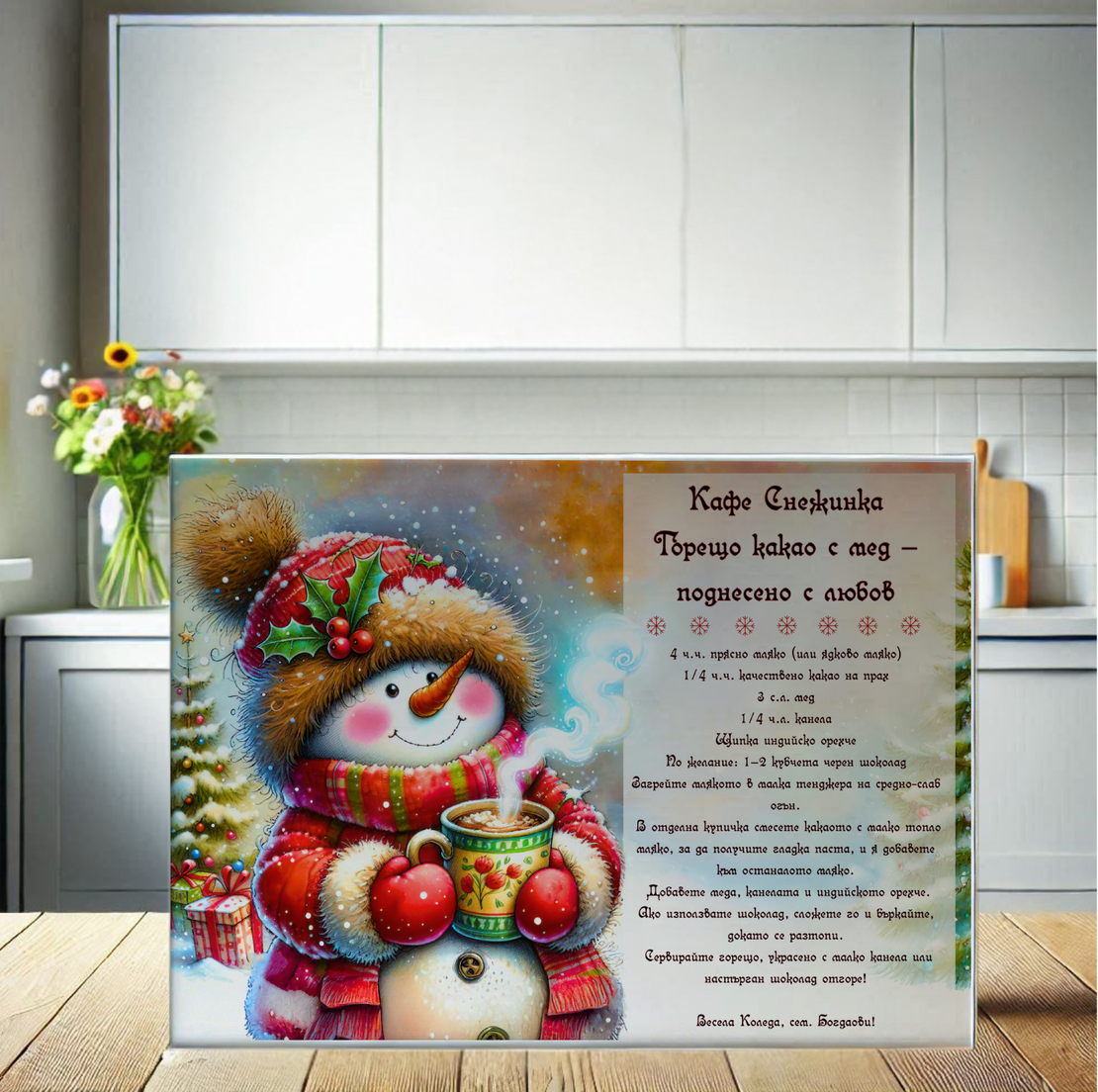 Стъклена дъска за рязане 133 Коледа