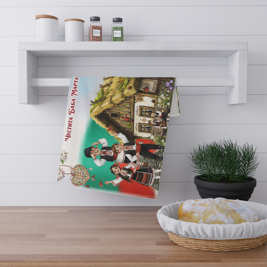 Персонализирана кухненска кърпа Баба Марта 30×50 см 1