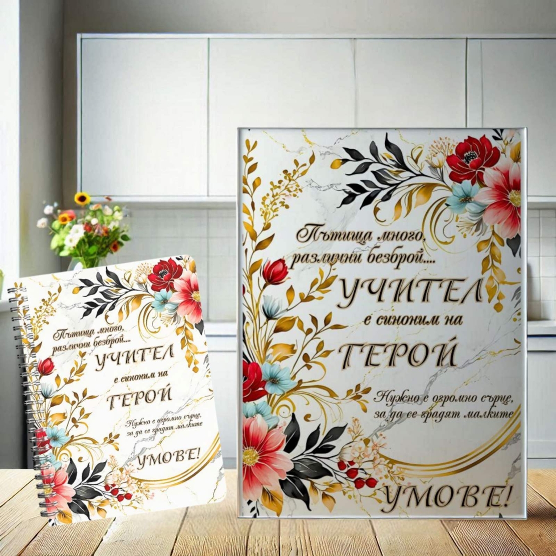 Комплект: Стъклена дъска и тефтер за Учител 1
