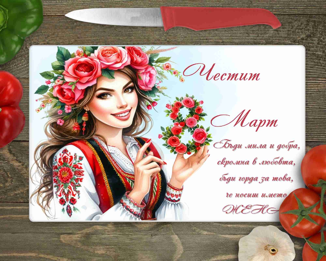 Стъклена дъска за рязане , 8ми март - 10