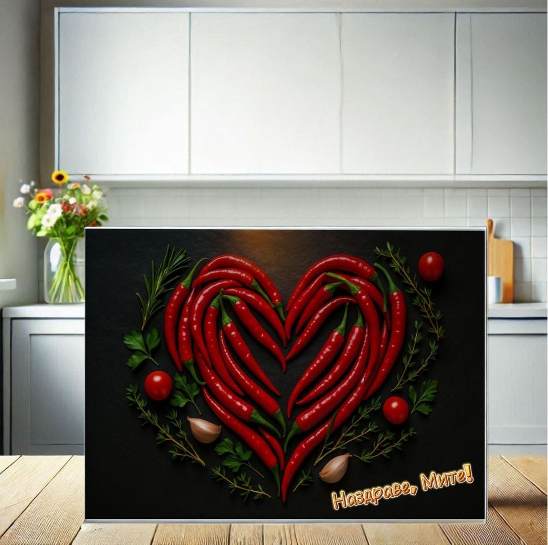 Стъклена персонализирана дъска чушки