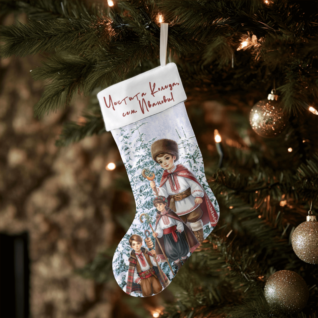 Коледен персонализиран чорап Коледари 13