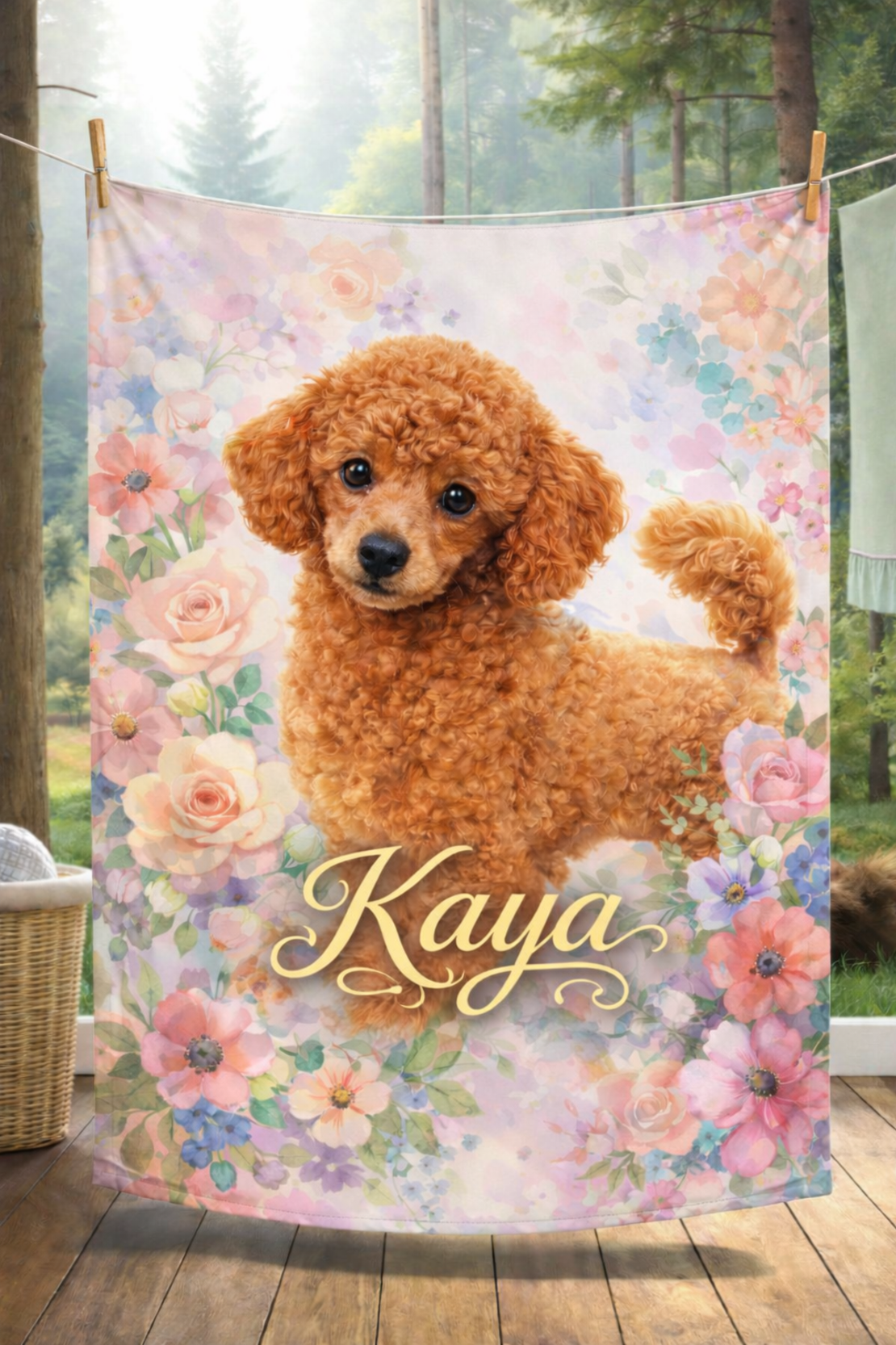 Персонализирано плюшено одеяло с куче и име 1