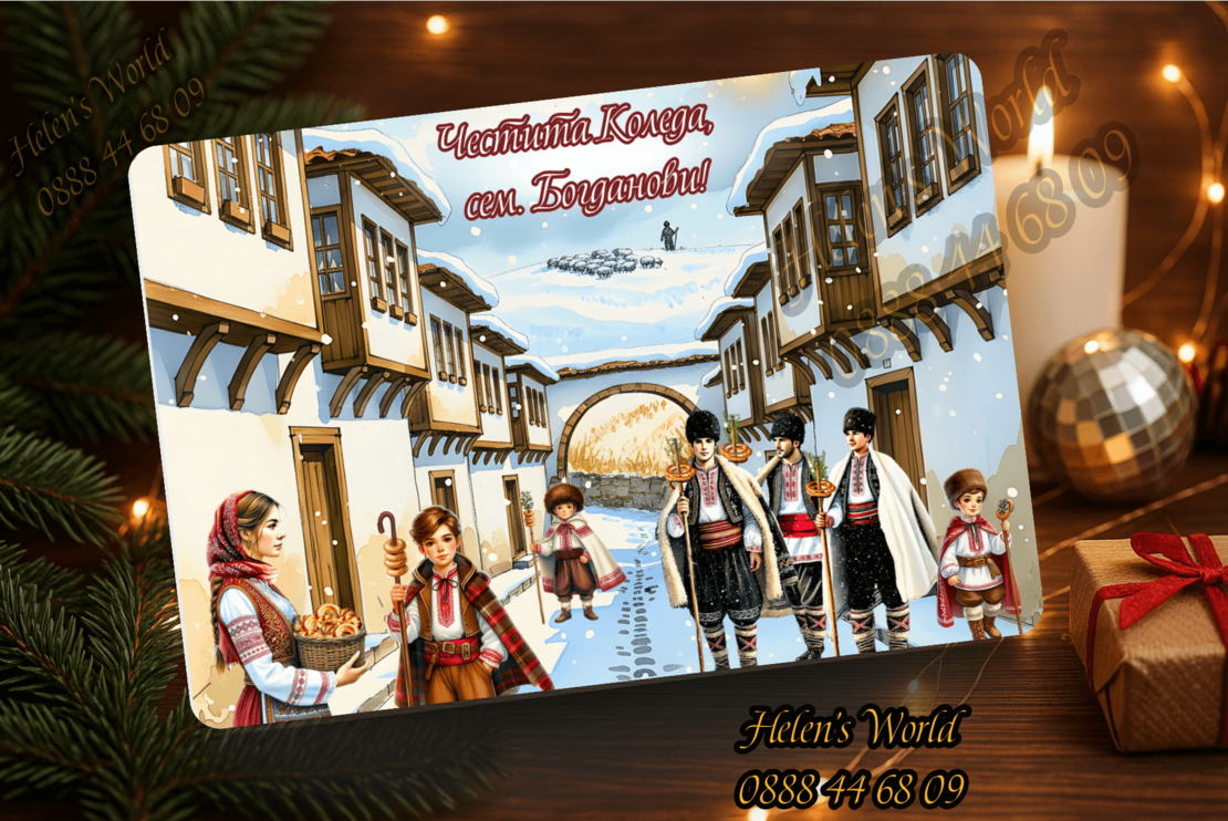 Стъклена дъска за рязане Коледари 149