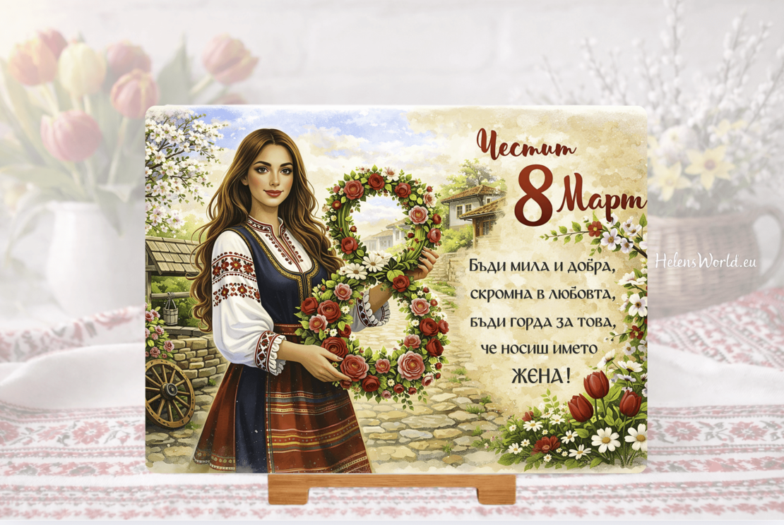 Стъклена дъска за рязане , 8ми март,Цветница - 75