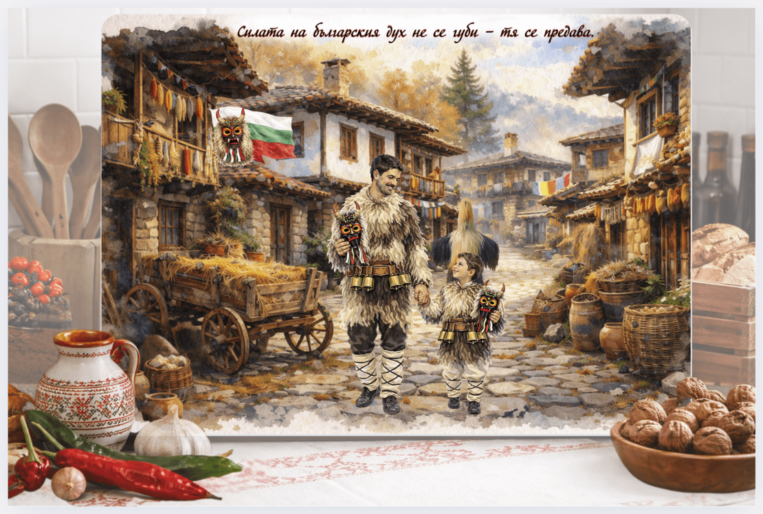 Стъклена персонализирана дъска  Кукери 5