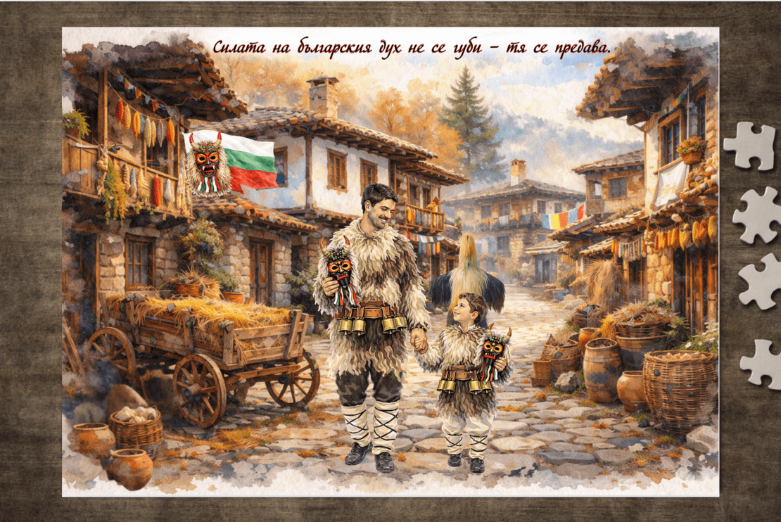 Картонен пъзел Кукери 3