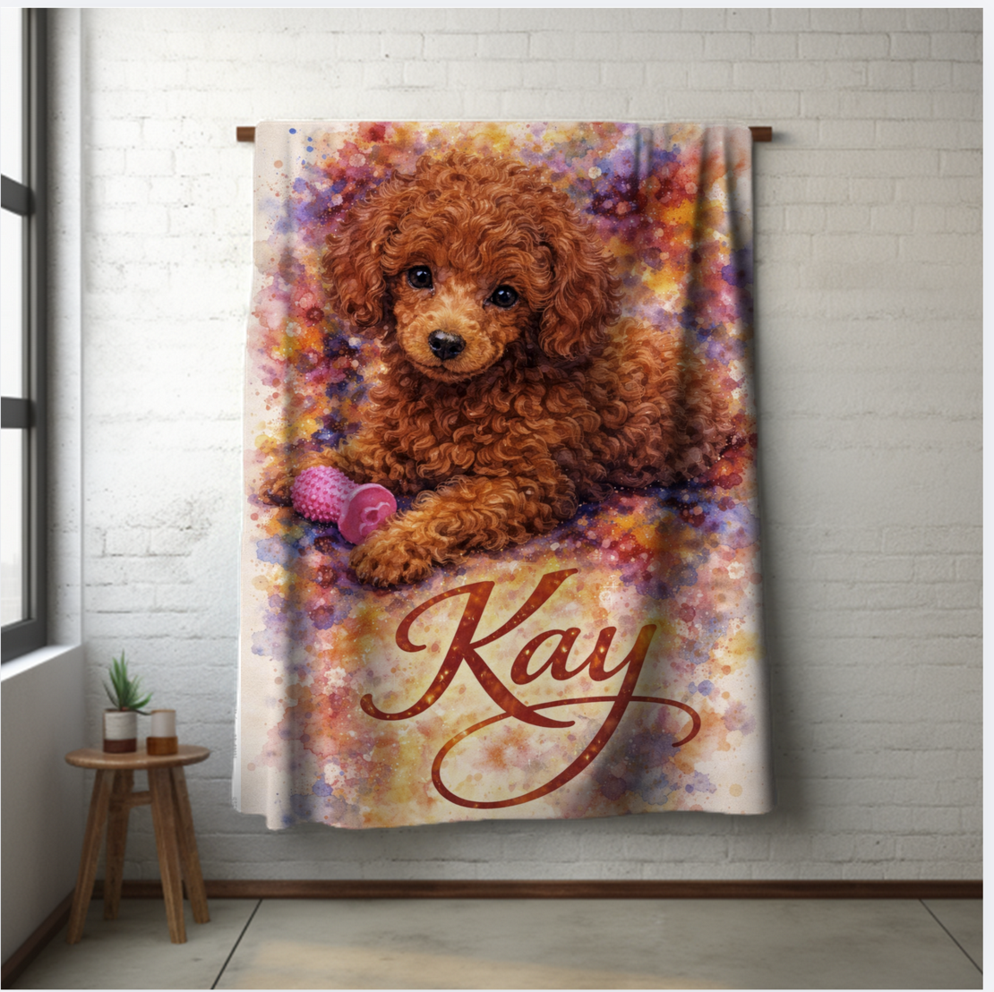Персонализирано плюшено одеяло с куче и име 3