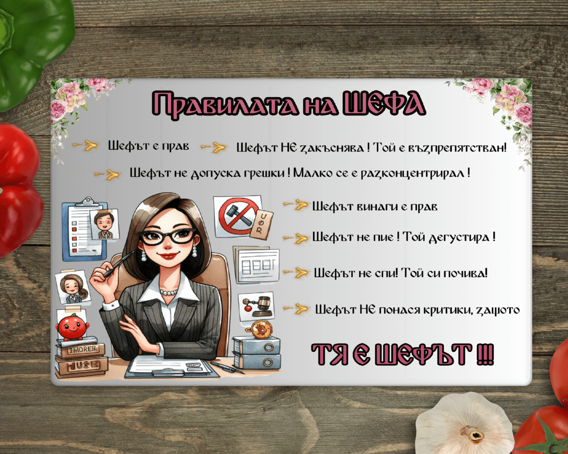 Стъклена дъска за рязане, Тя е Шефът