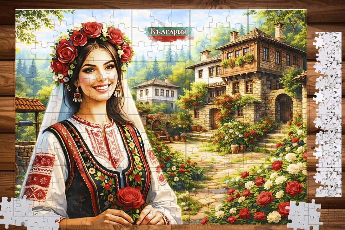 Картонен пъзел Аз обичам България 2