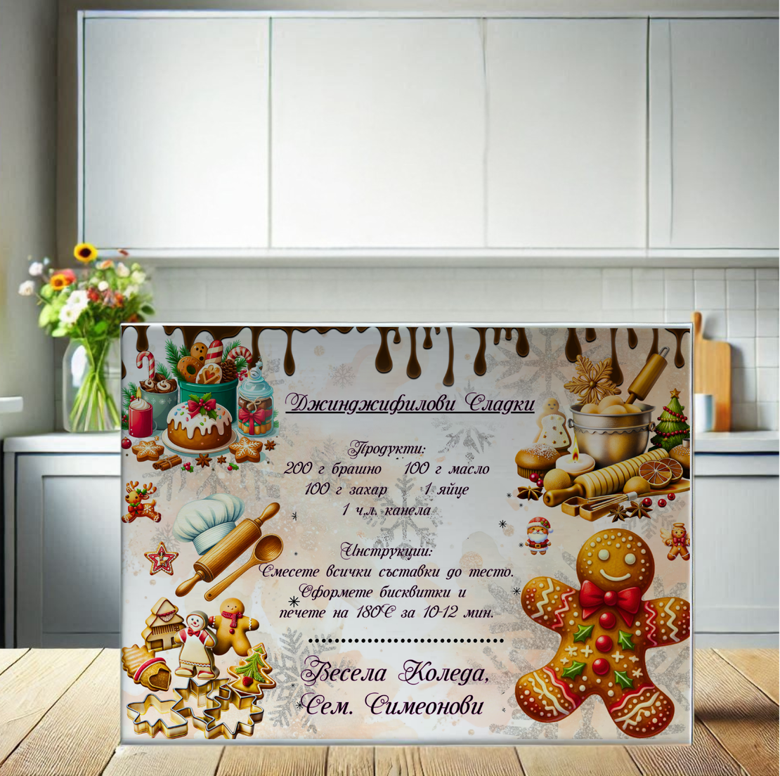 Стъклена дъска за рязане 132 Коледа