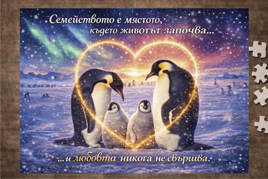 Картонен пъзел Семейство