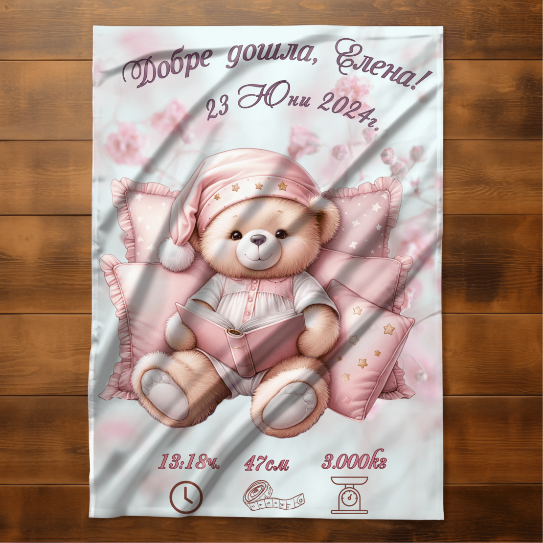 Бебешко одеяло Бебе момиче Мече 5