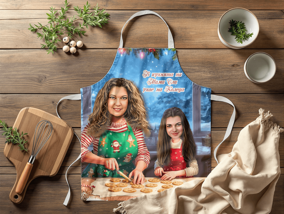 Престилка за готвене Карикатура Коледа Мама