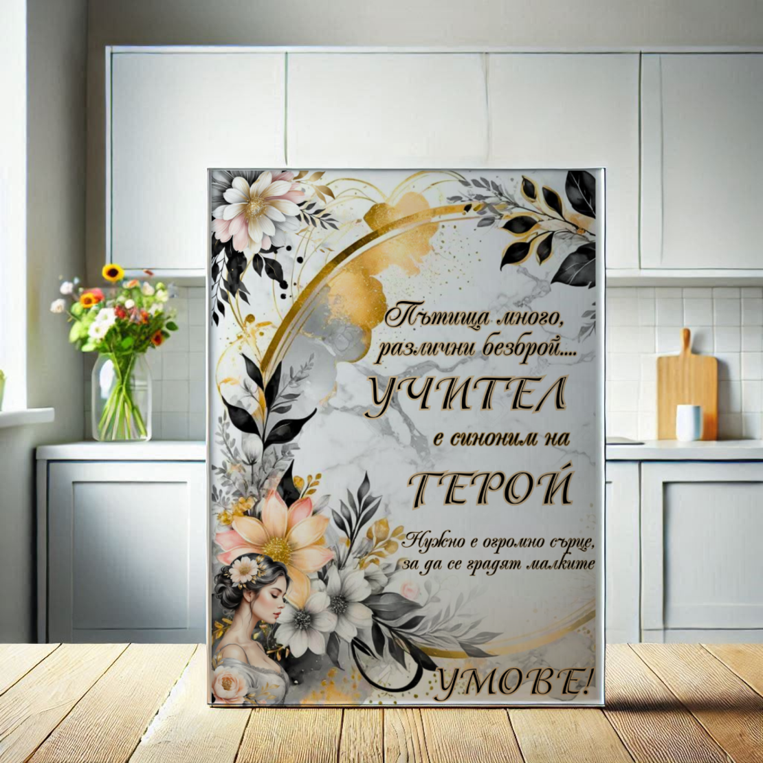 Стъклена дъска за рязане Учител 3