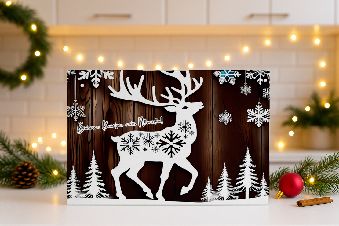 Стъклена дъска за рязане Коледари 142