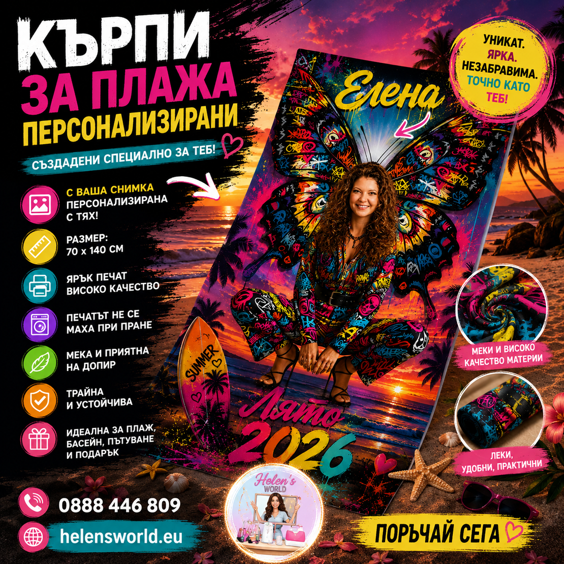Кърпа за плаж карикатура пеперуда