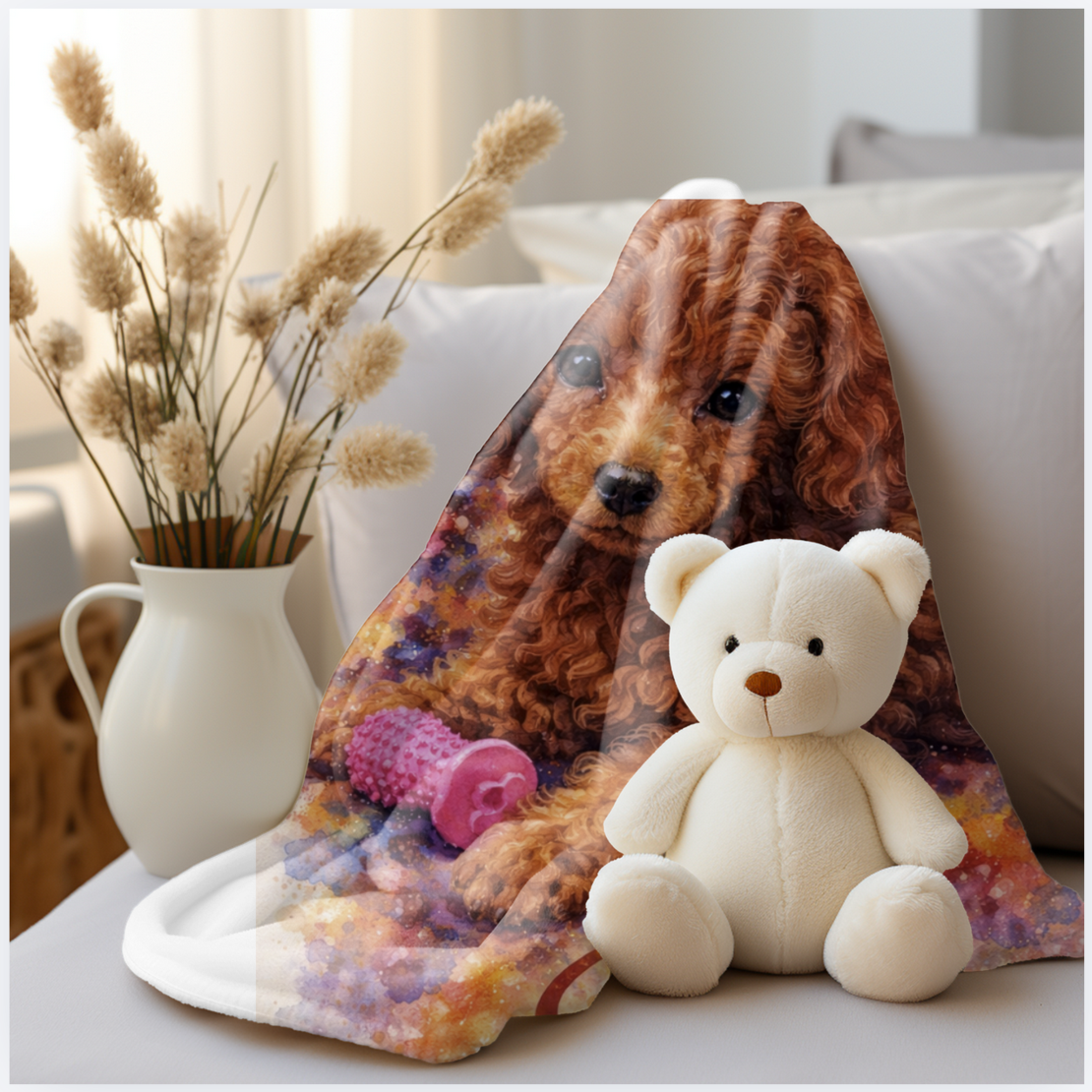 Персонализирано плюшено одеяло с куче и име 3