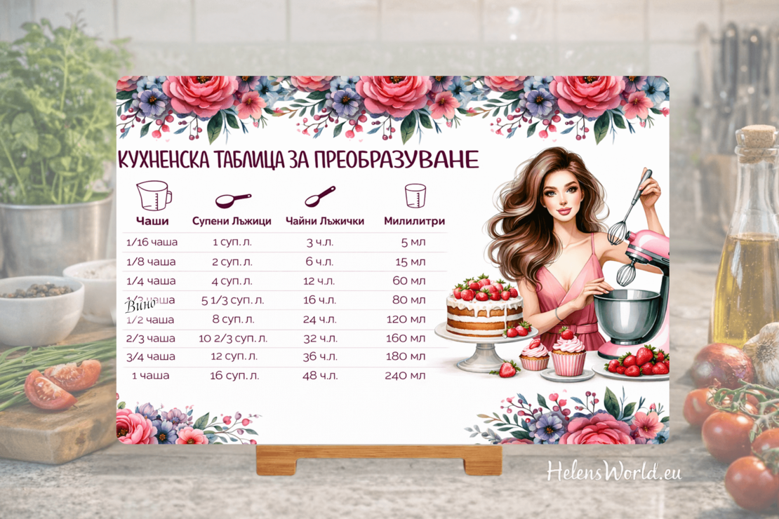 Стъклена дъска за рязане, Мерни единици 3