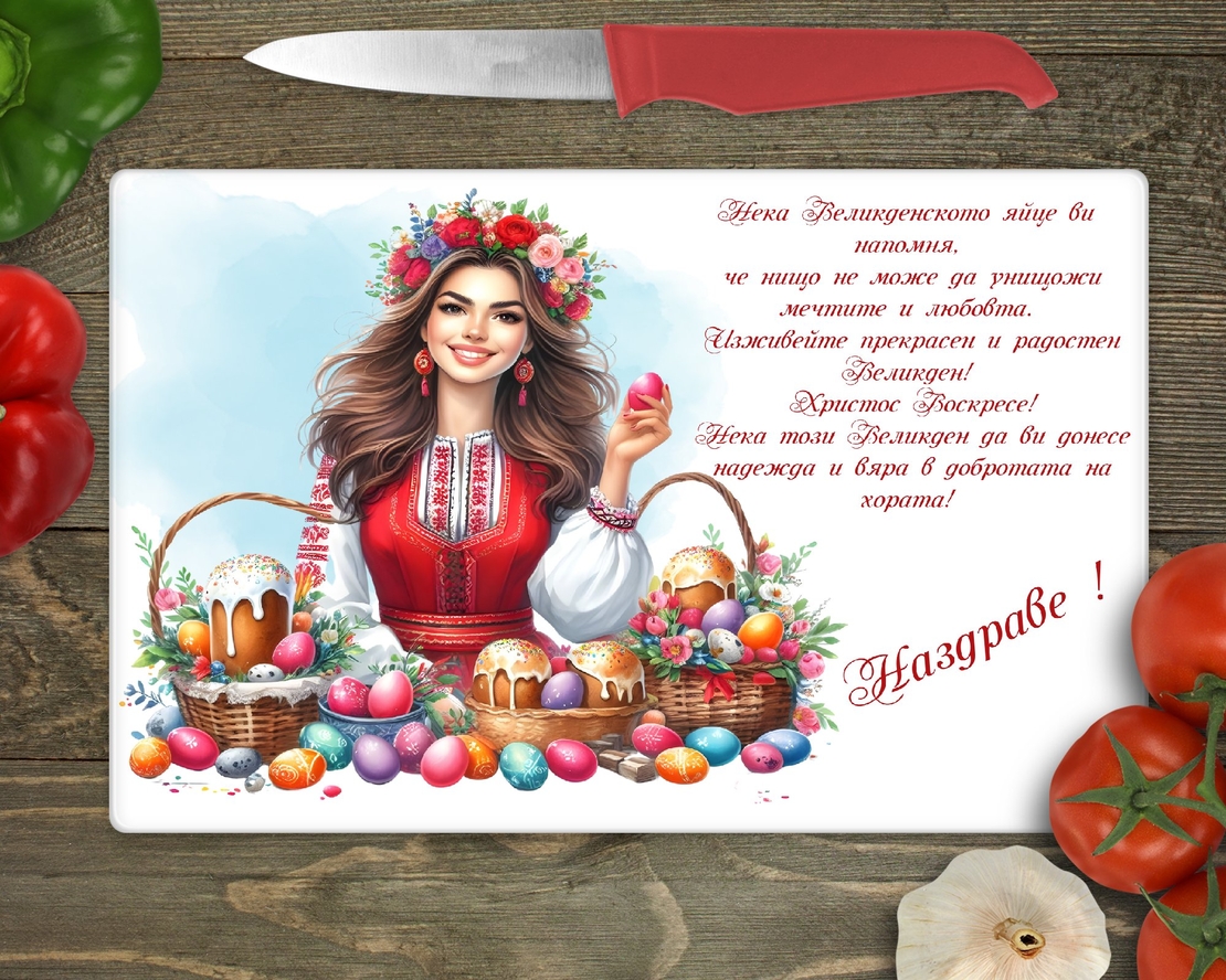 Стъклена дъска за рязане Великден 9
