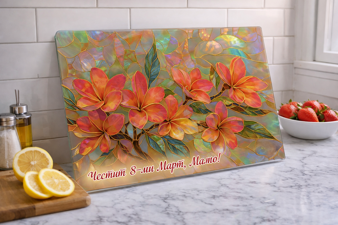 Стъклена дъска за рязане 