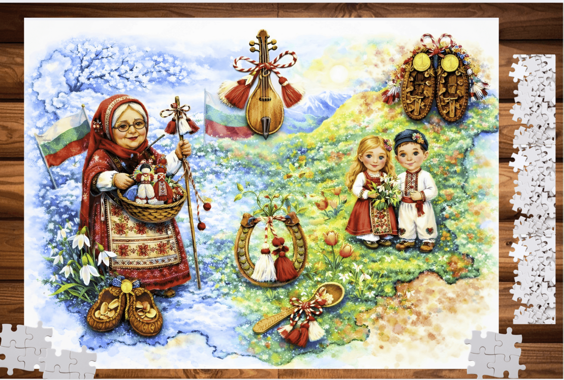 Картонен пъзел Баба Марта 3