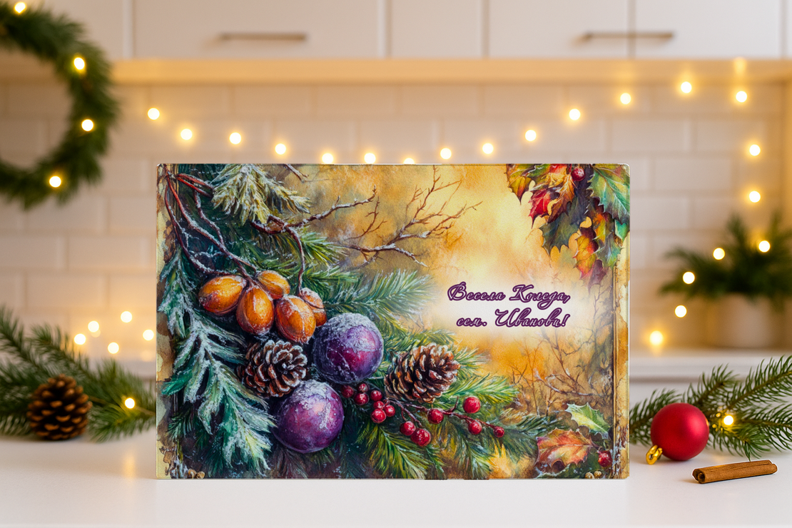 Стъклена дъска за рязане Коледари 135