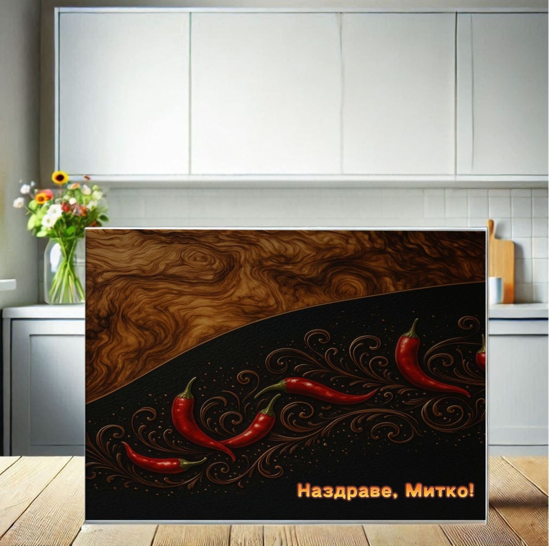 Стъклена персонализирана дъска чушки 1