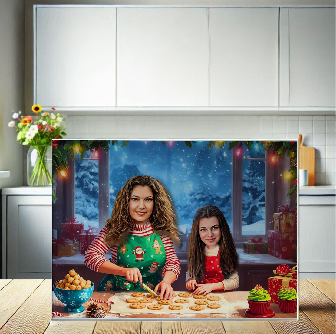 Стъклена дъска Карикатура Нова година Коледни бисквитки